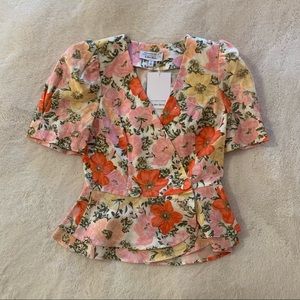 NEW & other stories puff sleeve peplum blouse